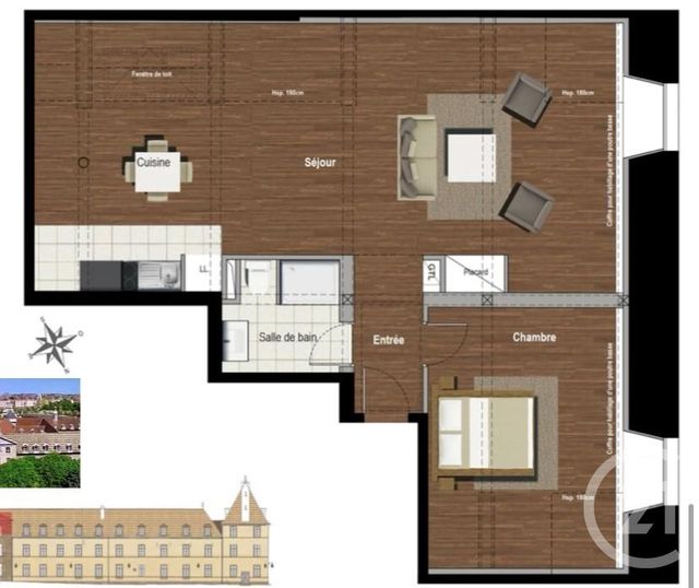 Appartement T2 à louer - 2 pièces - 74.5 m2 - DIJON - 21 - BOURGOGNE - Century 21 Martinot Immobilier